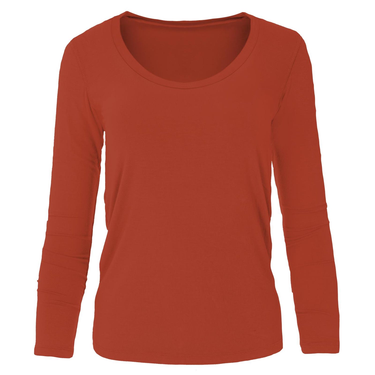 Women's Long Sleeve Scoop Neck Tee in Red Tea