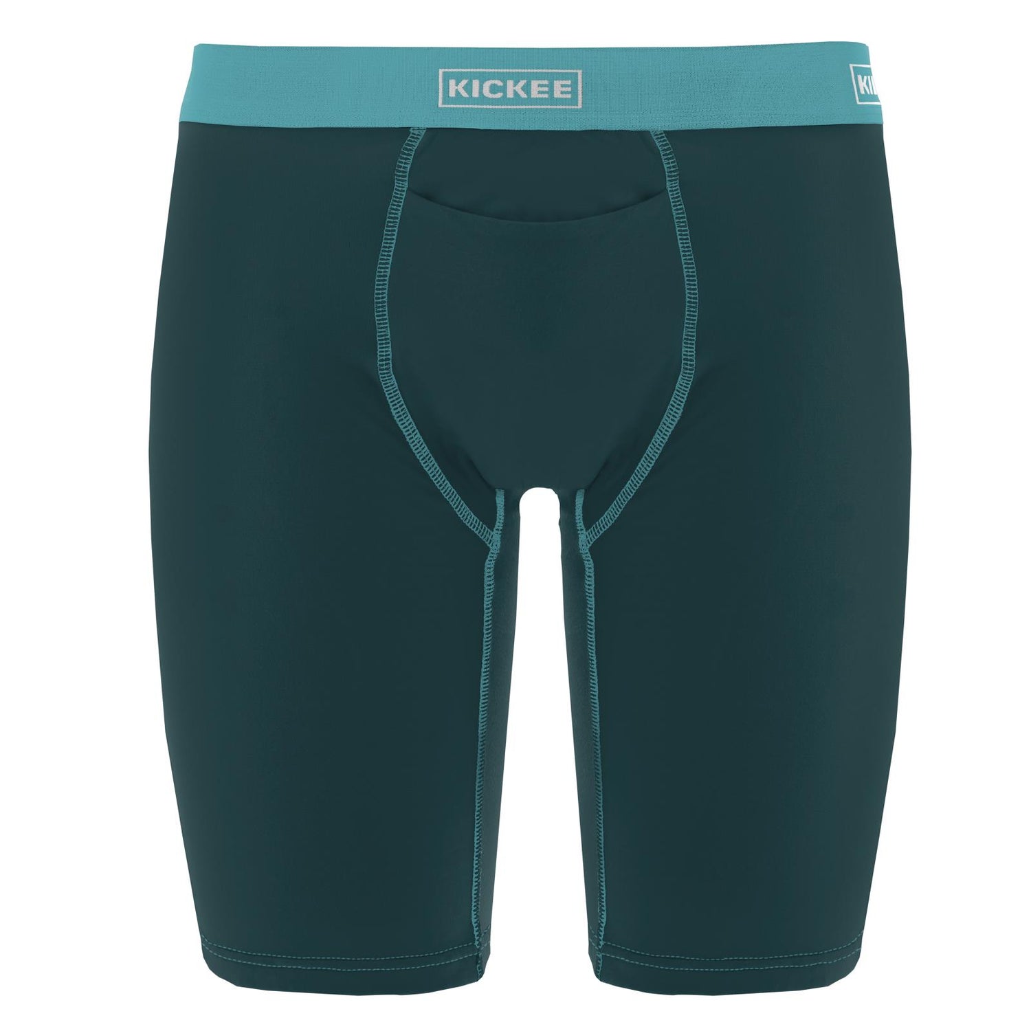 Men's Long Boxer Brief with Top Fly in Pine with Glacier