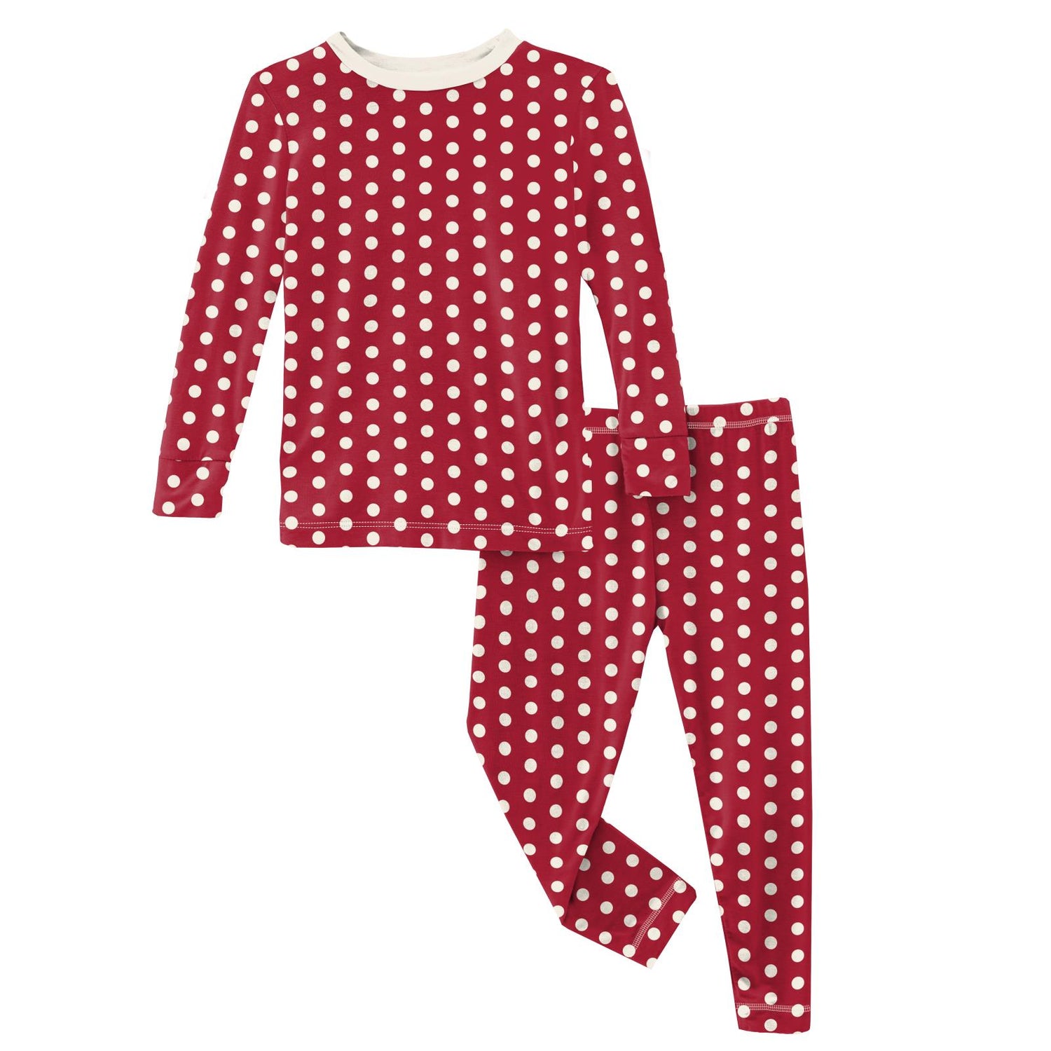 Print Long Sleeve Pajama Set in Candy Apple Polka Dots