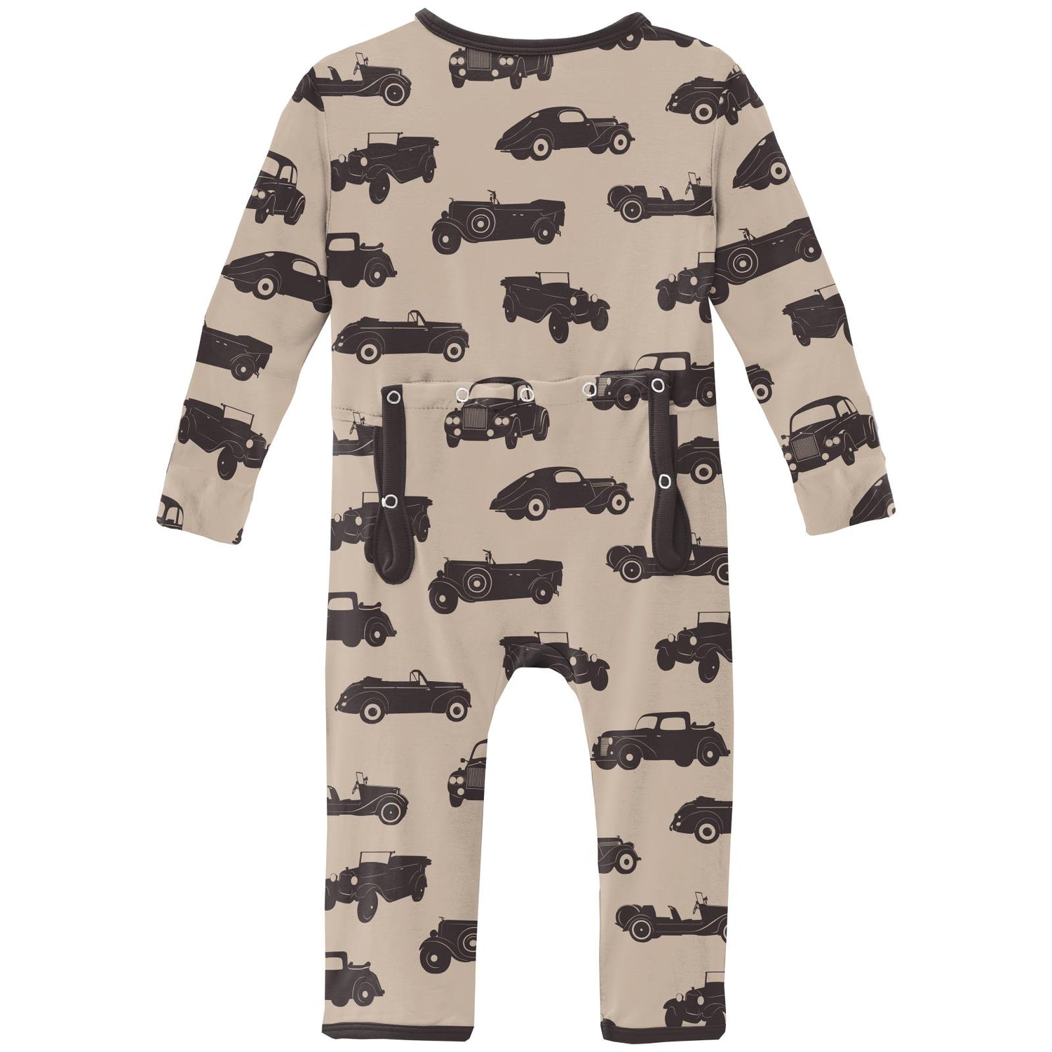 Print Coverall with Snaps in Burlap Vintage Cars