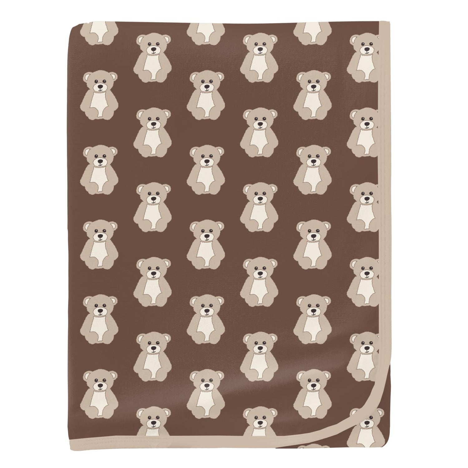 Print Swaddling Blanket in Cocoa Teddy Bear
