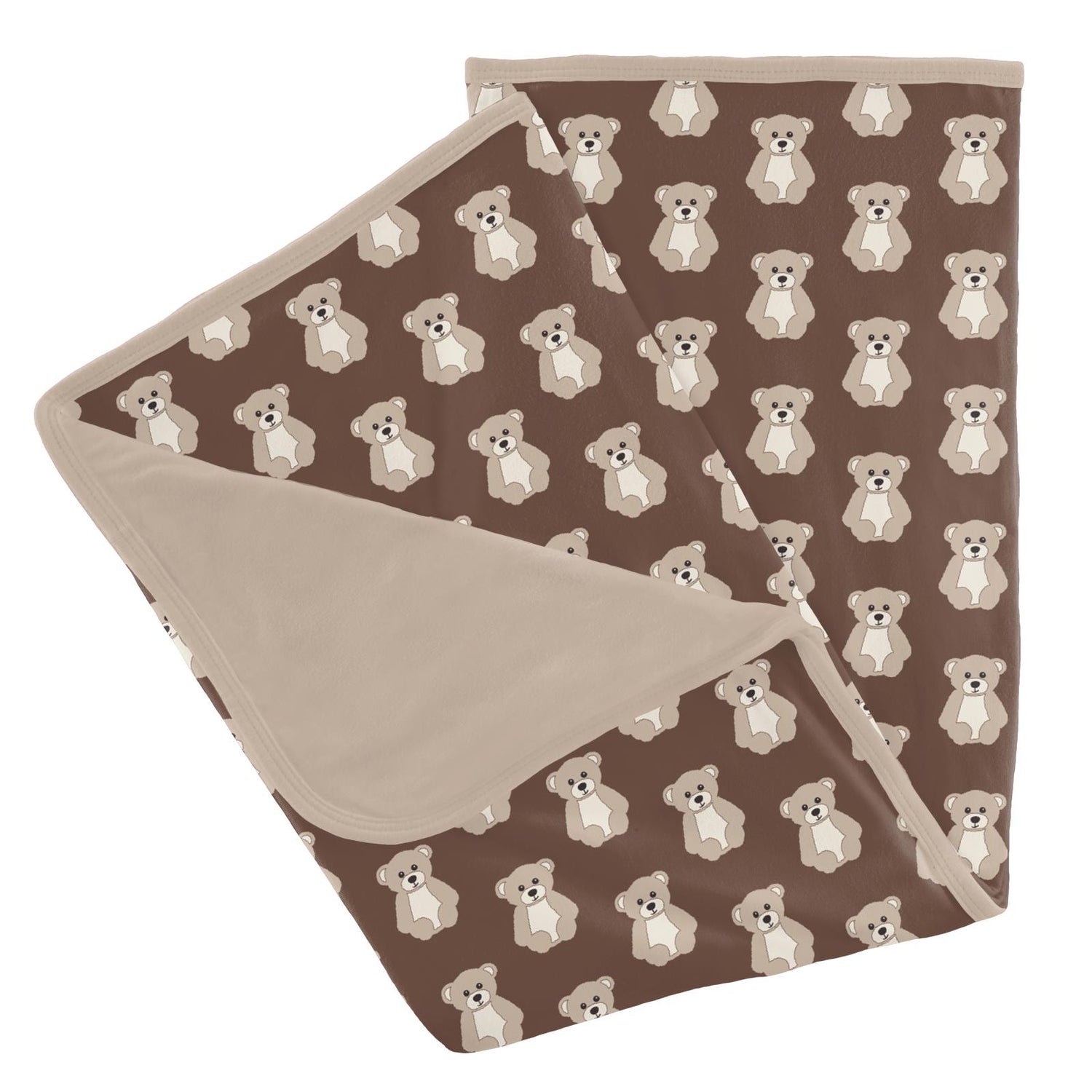 Print Stroller Blanket in Cocoa Teddy Bear