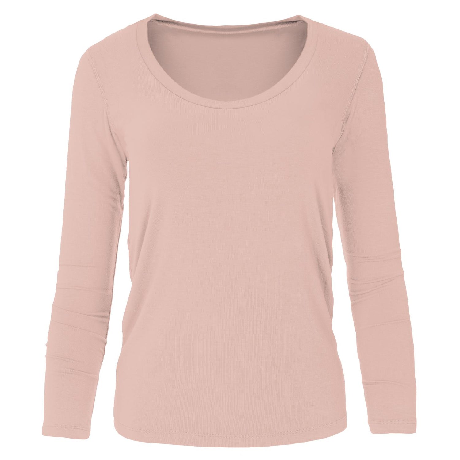 Women's Solid Long Sleeve Scoop Neck Tee in Peach Blossom