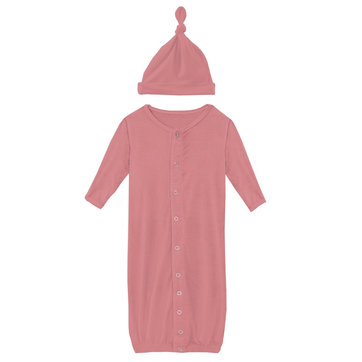 Layette Gown Converter & Single Knot Hat Set in Desert Rose