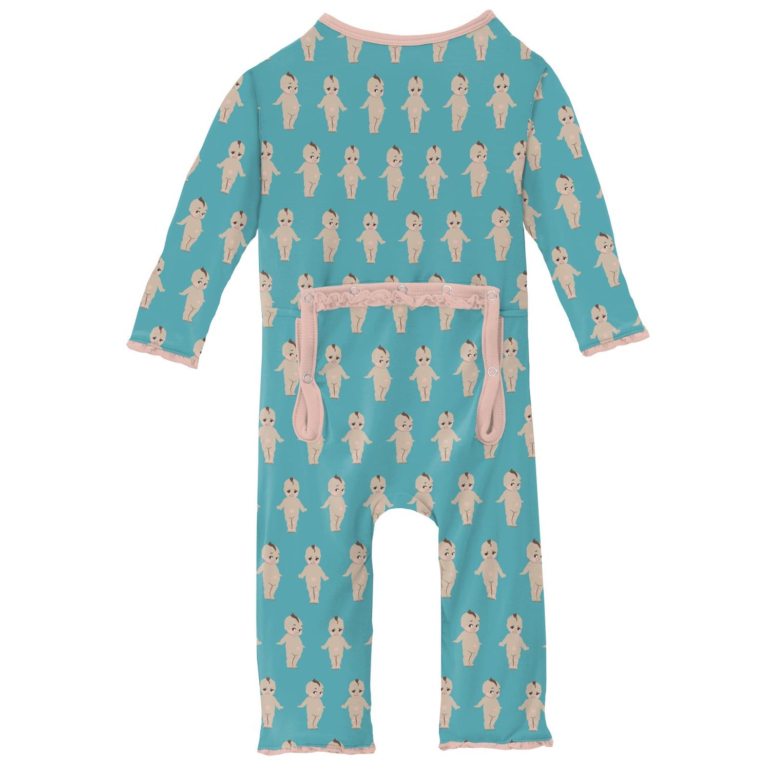 Print Muffin Ruffle Coverall with Zipper in Glacier Baby Doll