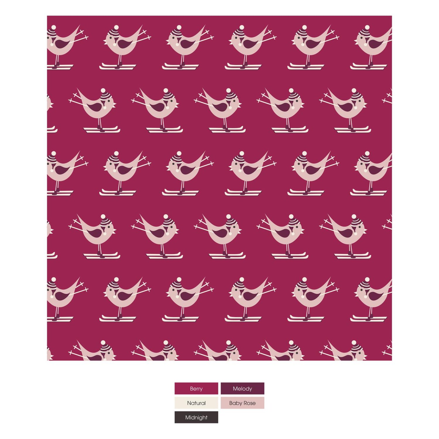 Print Quilted Sleepover Bag in Berry Ski Bird/Baby Rose Happy Gumdrops
