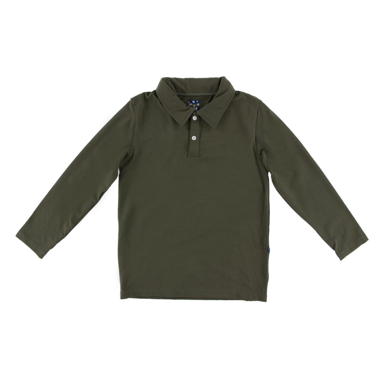 Long Sleeve Luxe Jersey Polo in Succulent