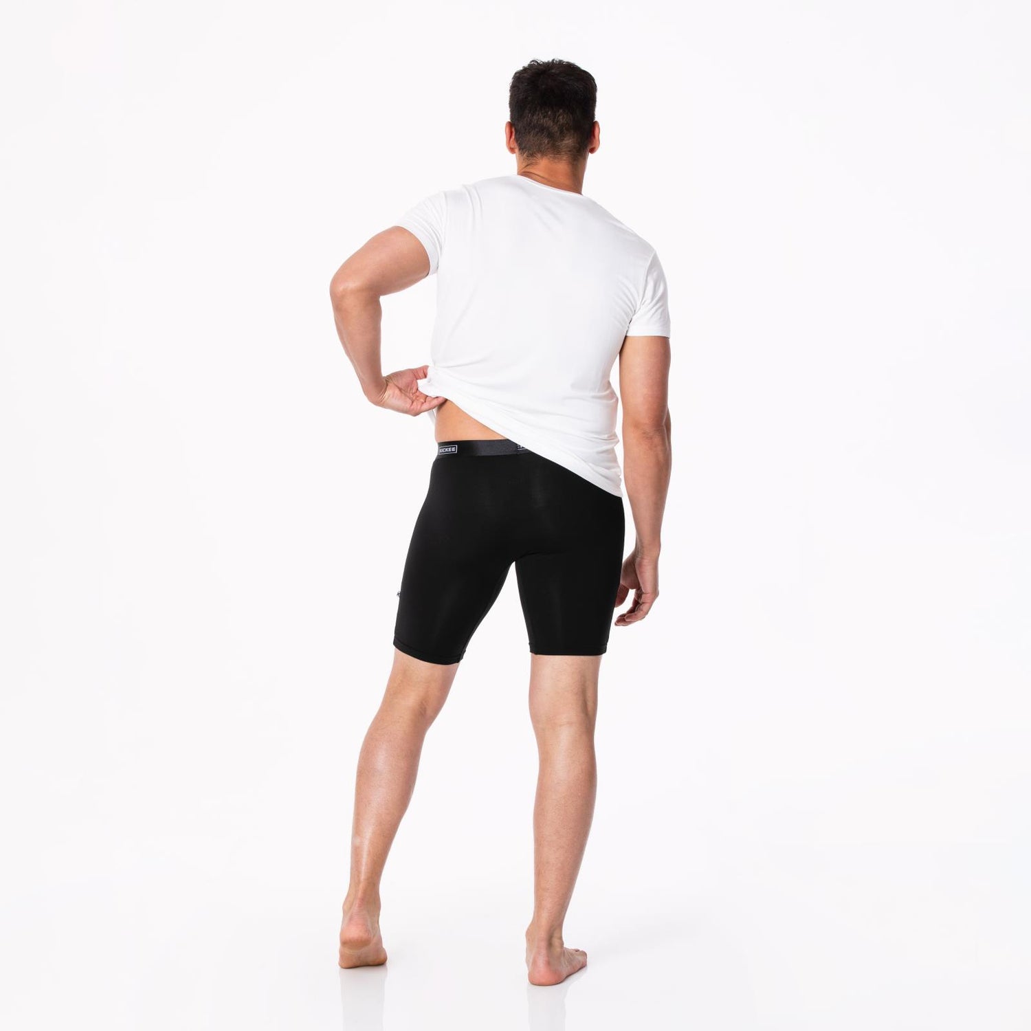Men's Solid Long Boxer Brief with Top Fly in Midnight