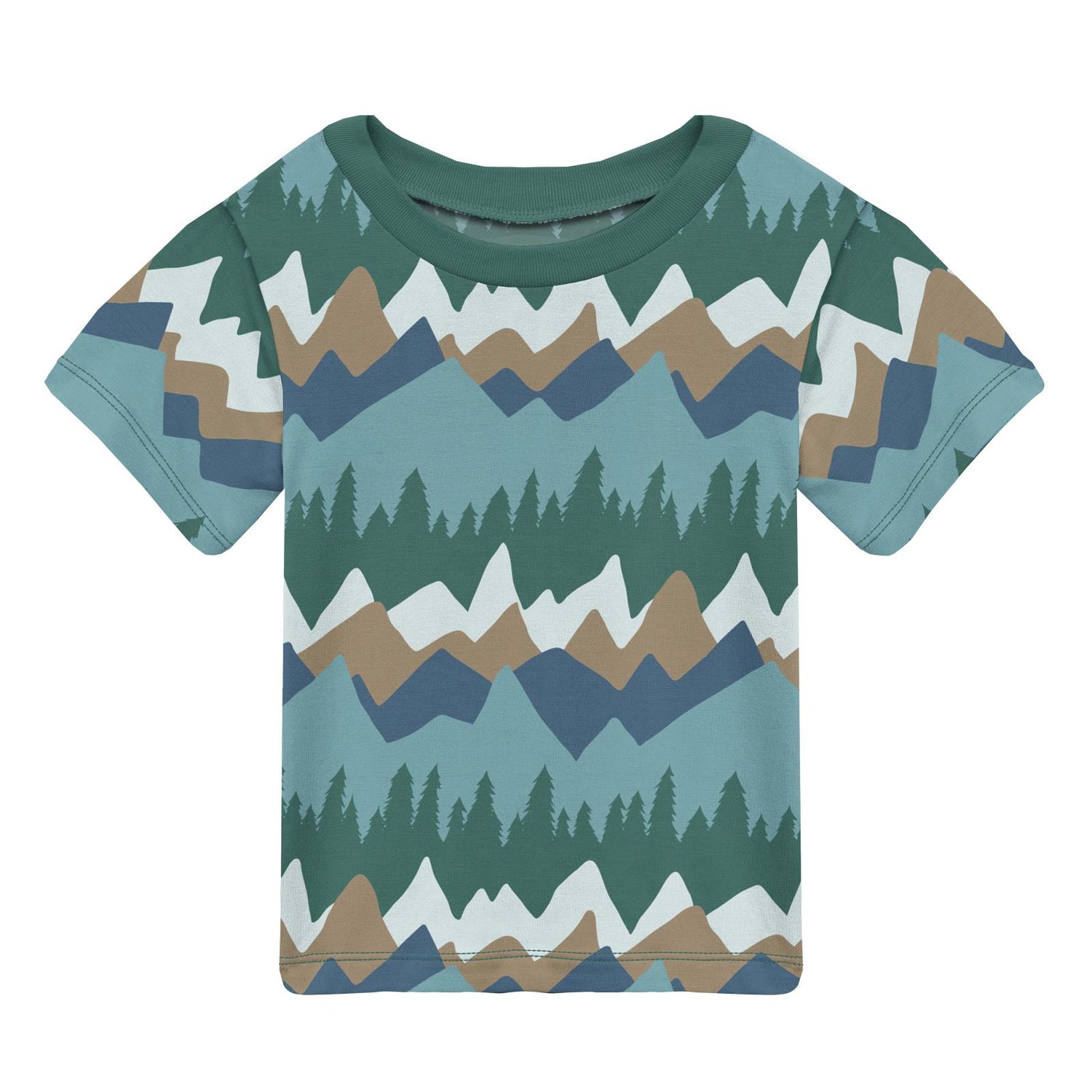 Print Short Sleeve Easy Fit Crew Neck Tee in Glacier Mountains