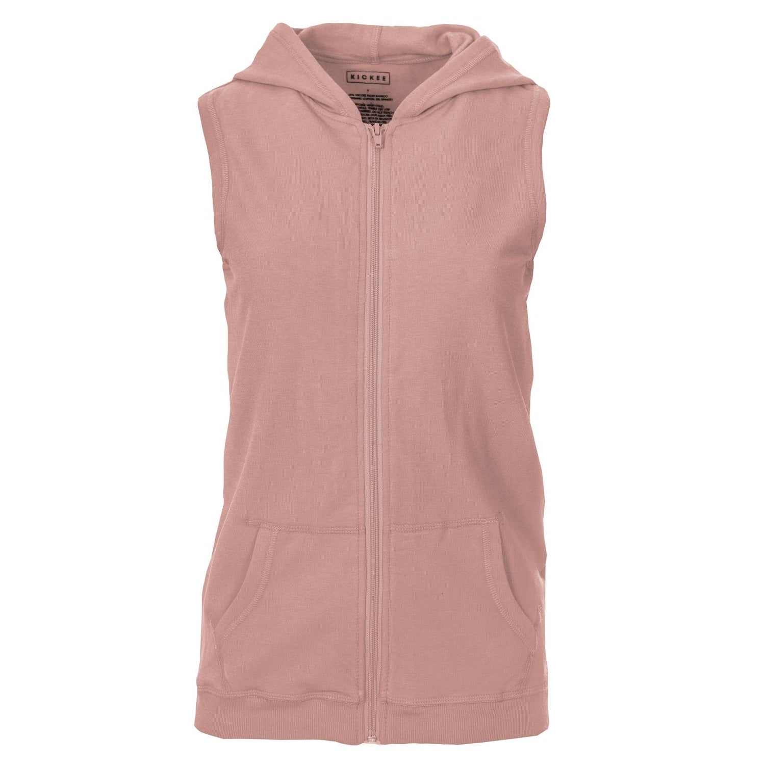 Women's Zip-Front Fleece Hooded Vest in Blush