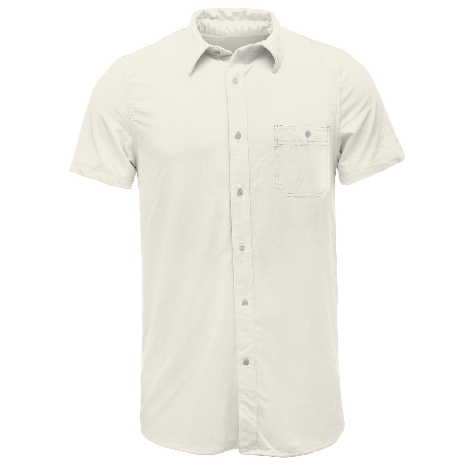 Men's Solid Short Sleeve Woven Shirt in Natural