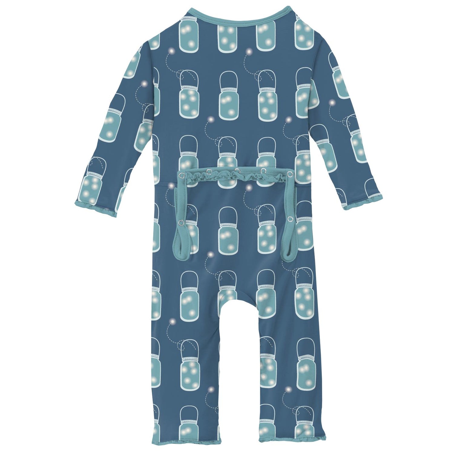 Print Muffin Ruffle Coverall with Zipper in Twilight Fireflies