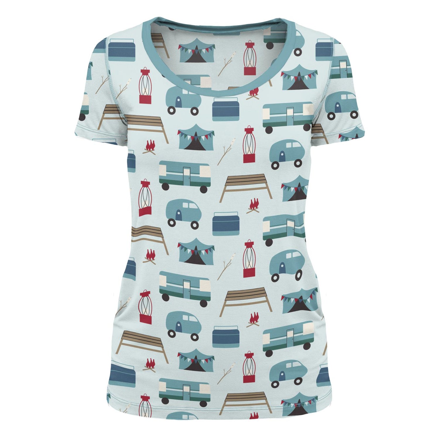 Women's Print Short Sleeve Scoop Neck Tee in Fresh Air Camping