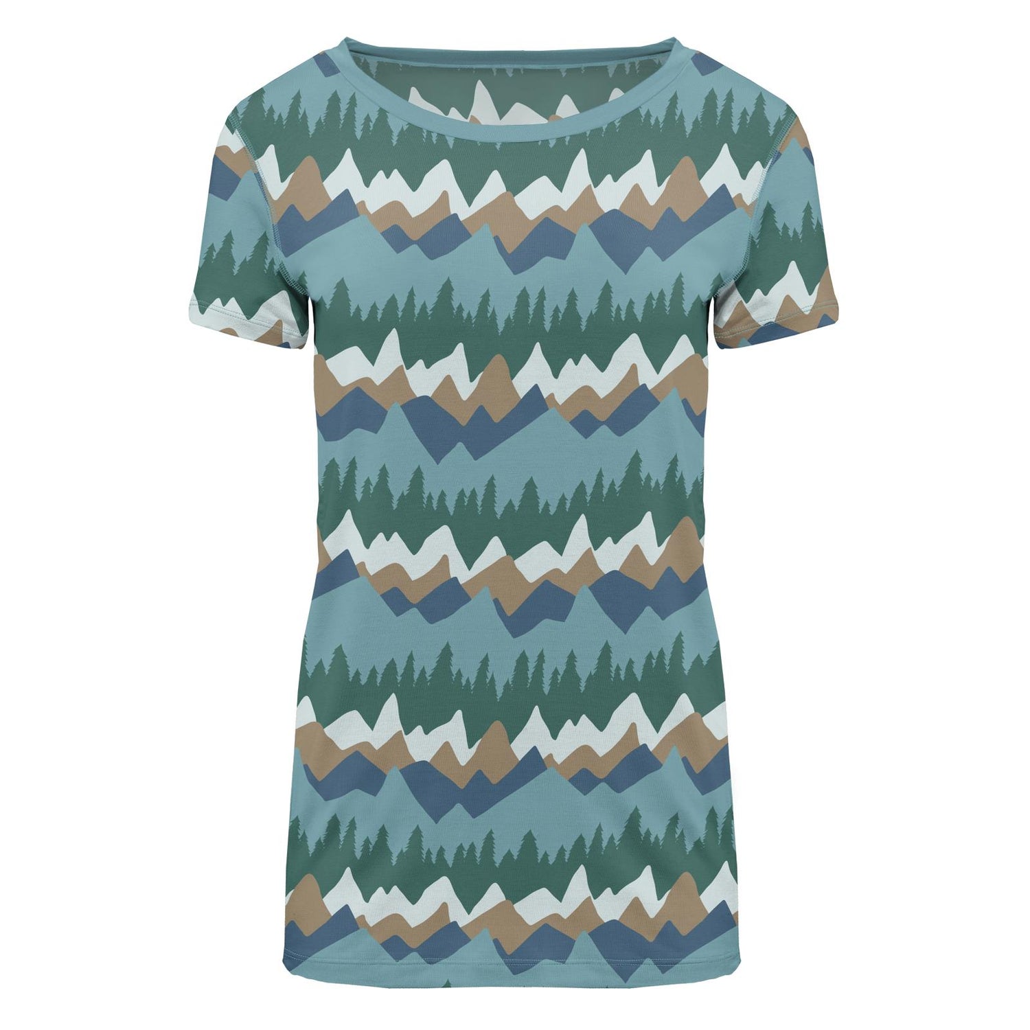 Women's Print Short Sleeve Relaxed Tee in Glacier Mountains