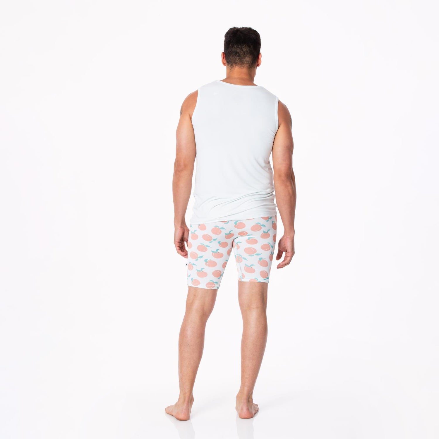 Men's Print Long Boxer Brief with Top Fly in Fresh Air Peaches
