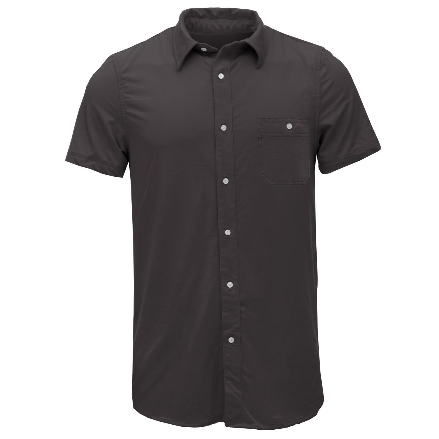 Men's Short Sleeve Woven Button Down Shirt with Pocket in Midnight