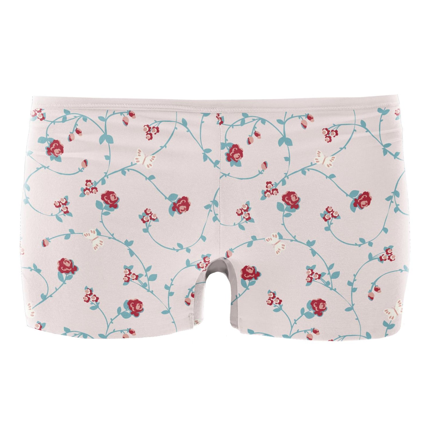 Women's Print Boy Short Underwear in Macaroon Floral Vines