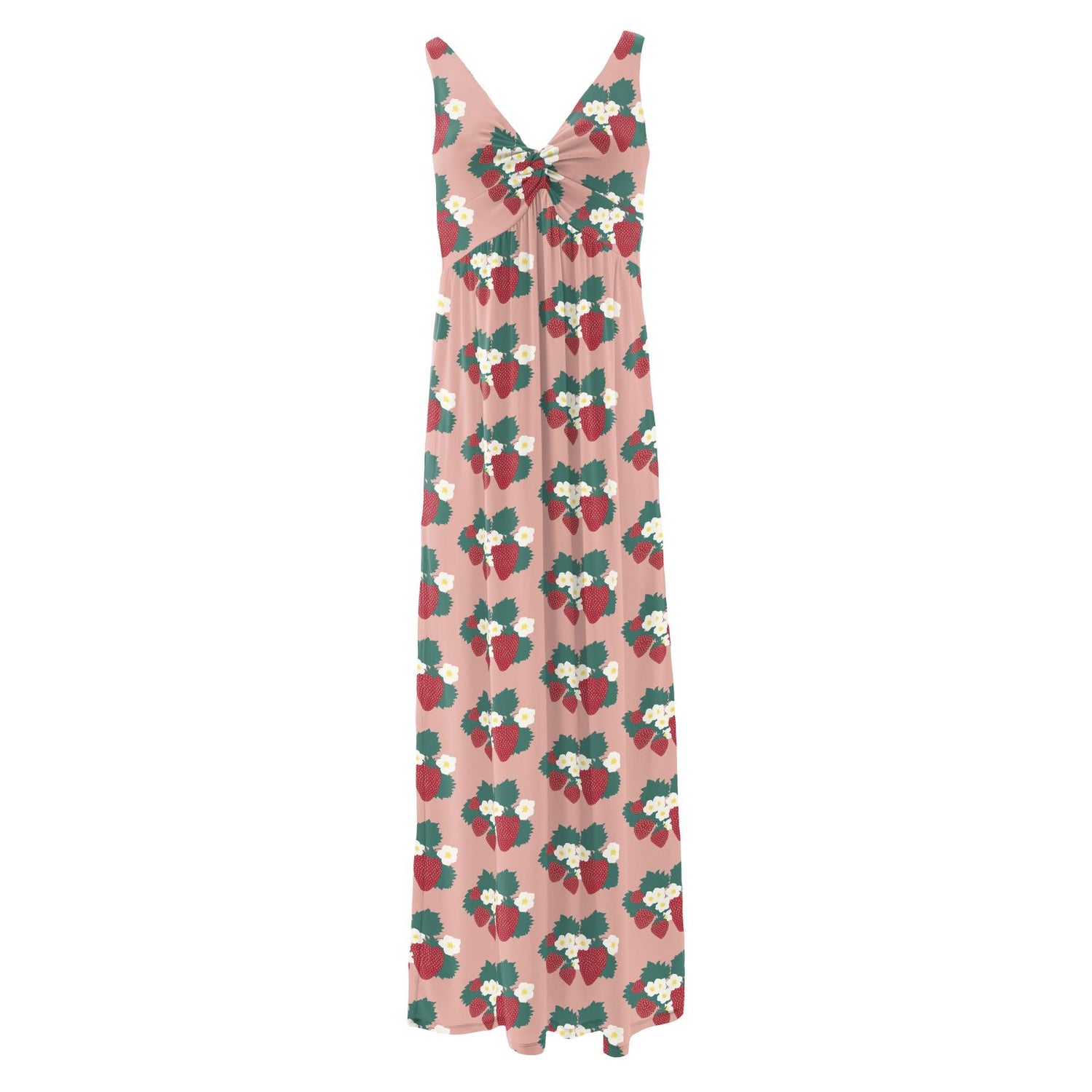 Women's Print Simple Twist Nightgown in Blush Strawberry Farm