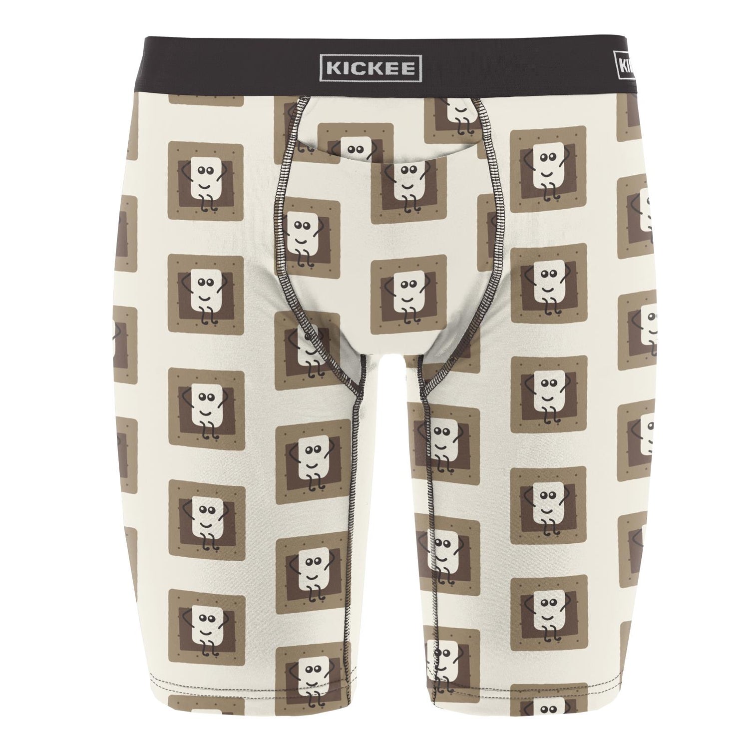 Men's Print Long Boxer Brief with Top Fly in Natural S'mores
