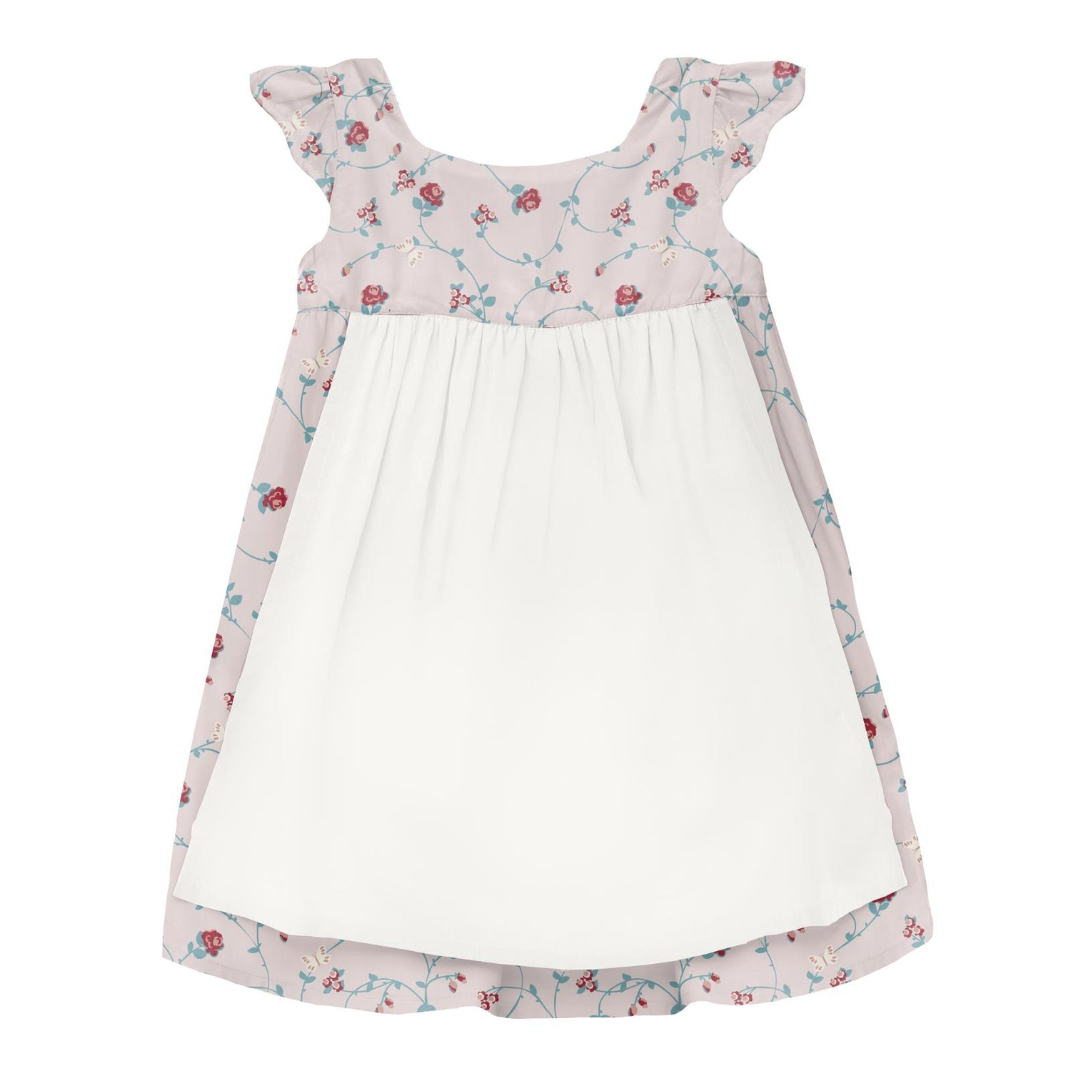 Woven Garden Dress with Apron in Macaroon Floral Vines