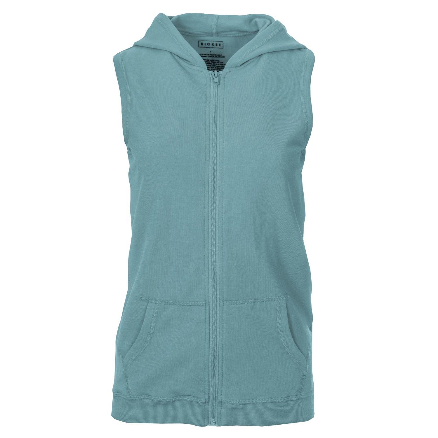 Women's Zip-Front Fleece Hooded Vest in Glacier