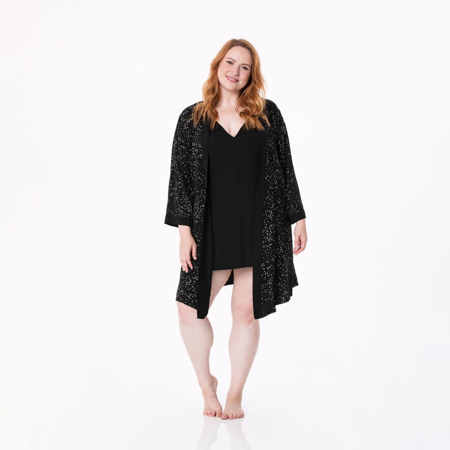 Women's Print Woven Cami Nightgown and Robe Set in Midnight Constellations