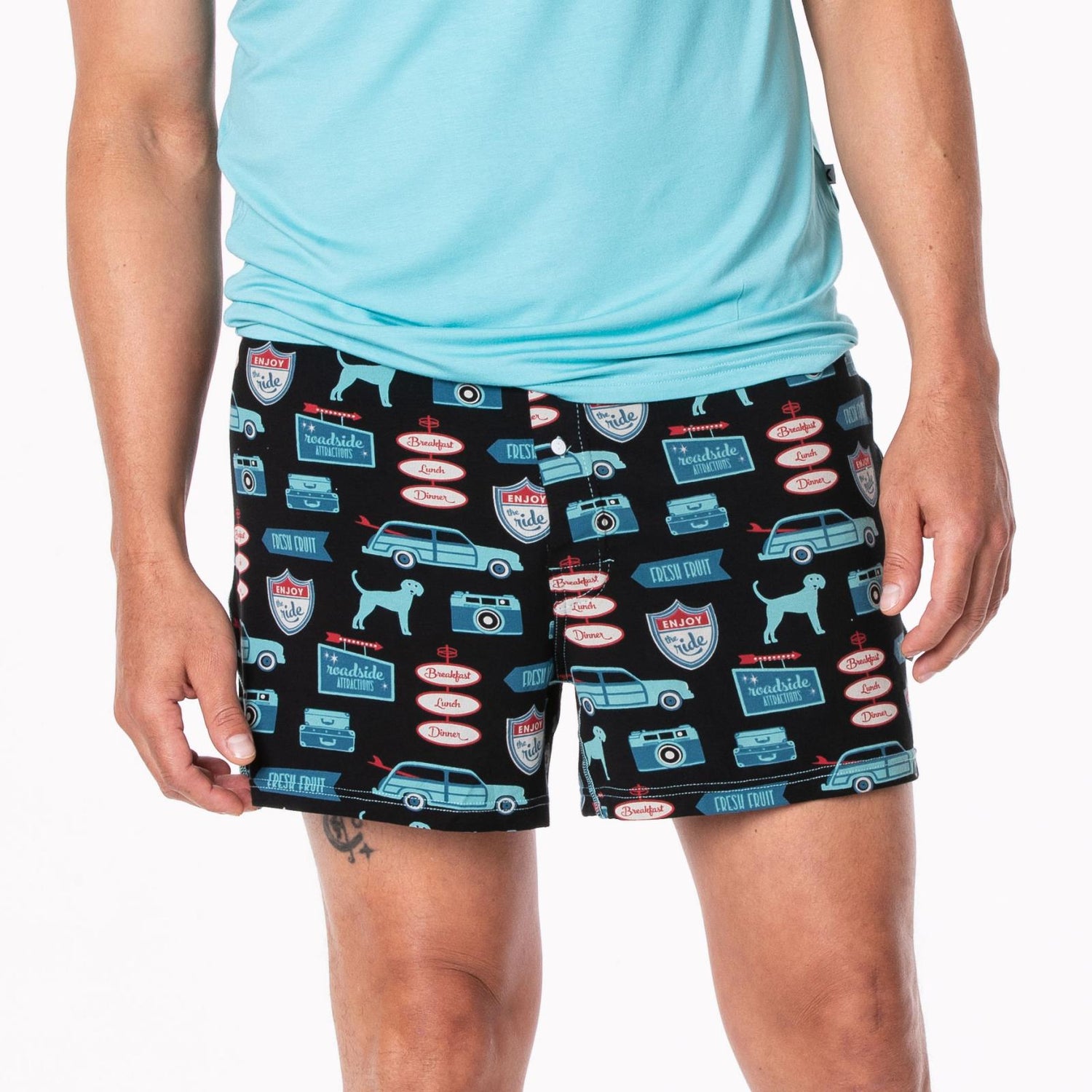 Men's Print Boxer Short in Midnight on the Road