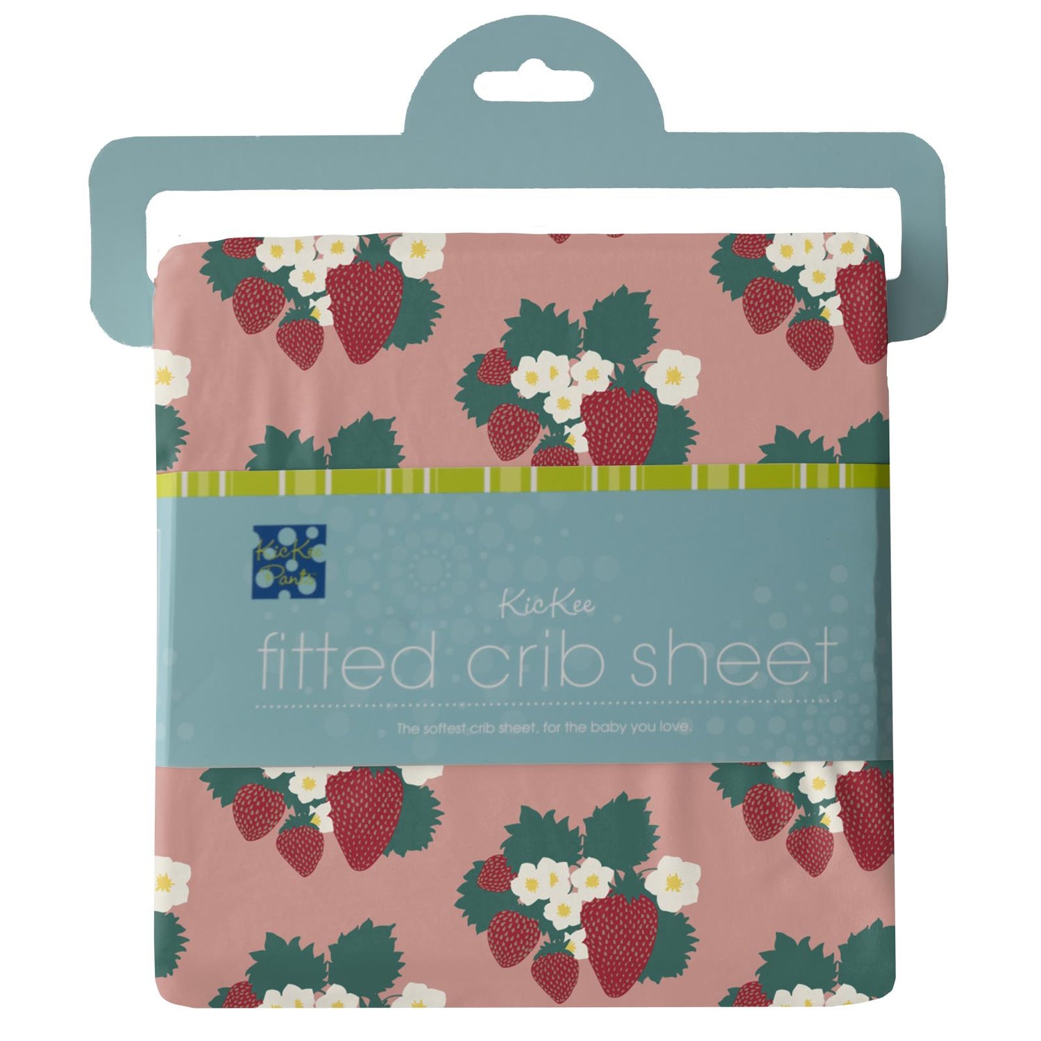 Print Grow with me Crib to Twin Fitted Sheet in Blush Strawberry Farm