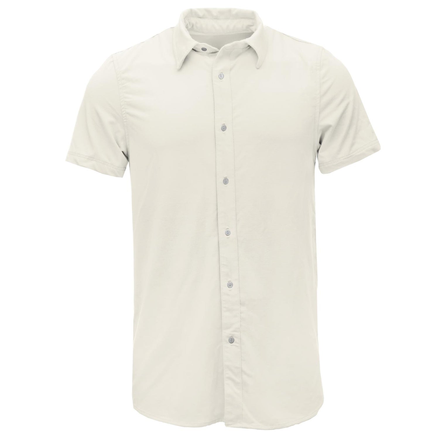 Men's Short Sleeve Luxe Jersey Button Down Shirt in Natural