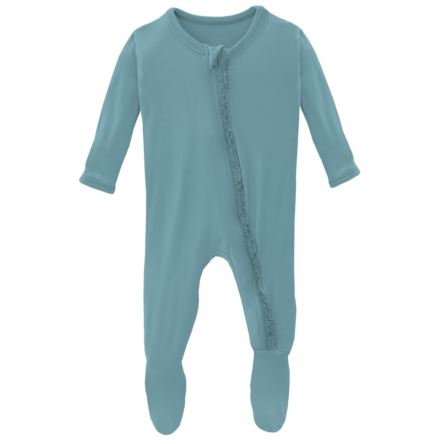 Muffin Ruffle Footie with Zipper in Glacier