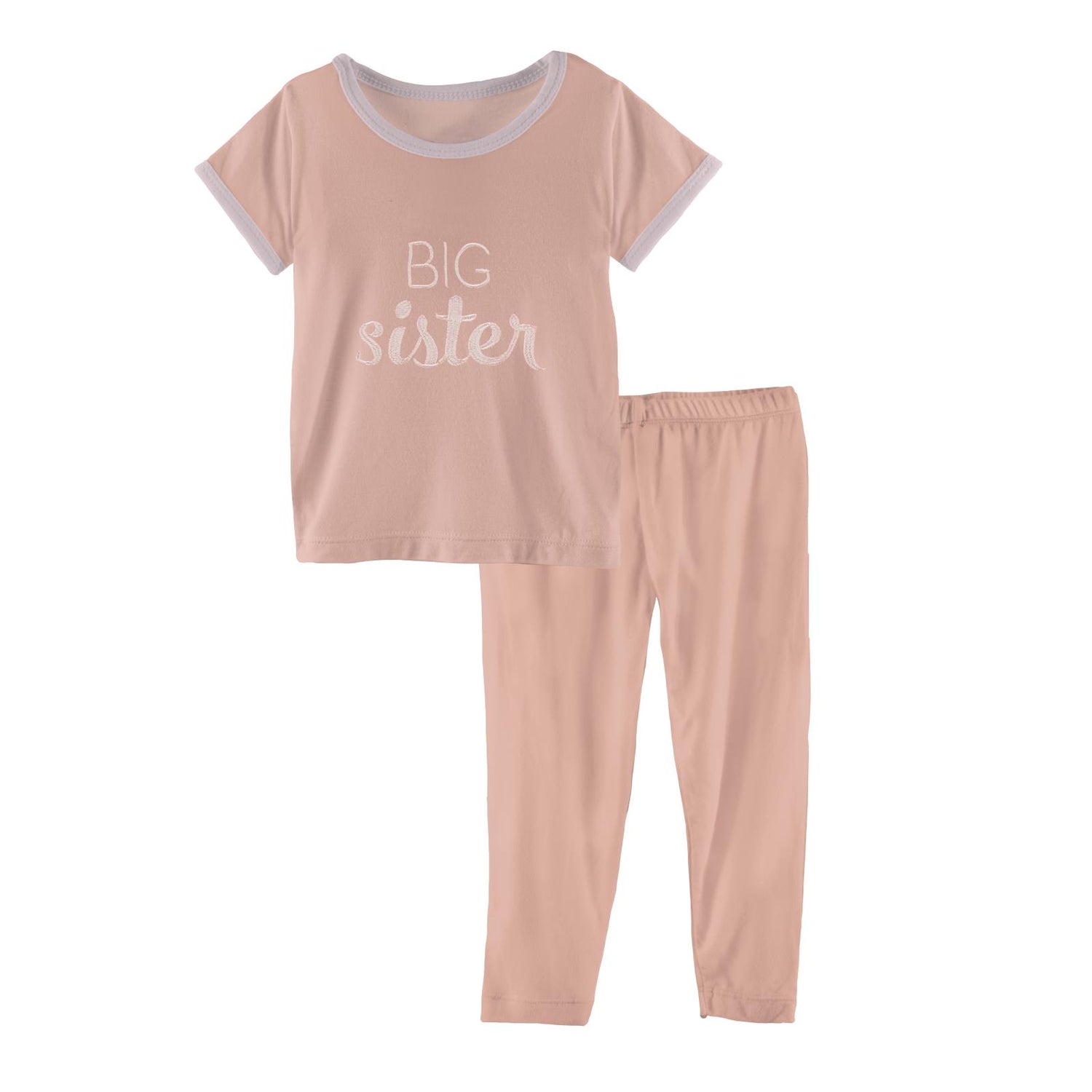 Short Sleeve Applique Pajama Set in Blush Big Sister