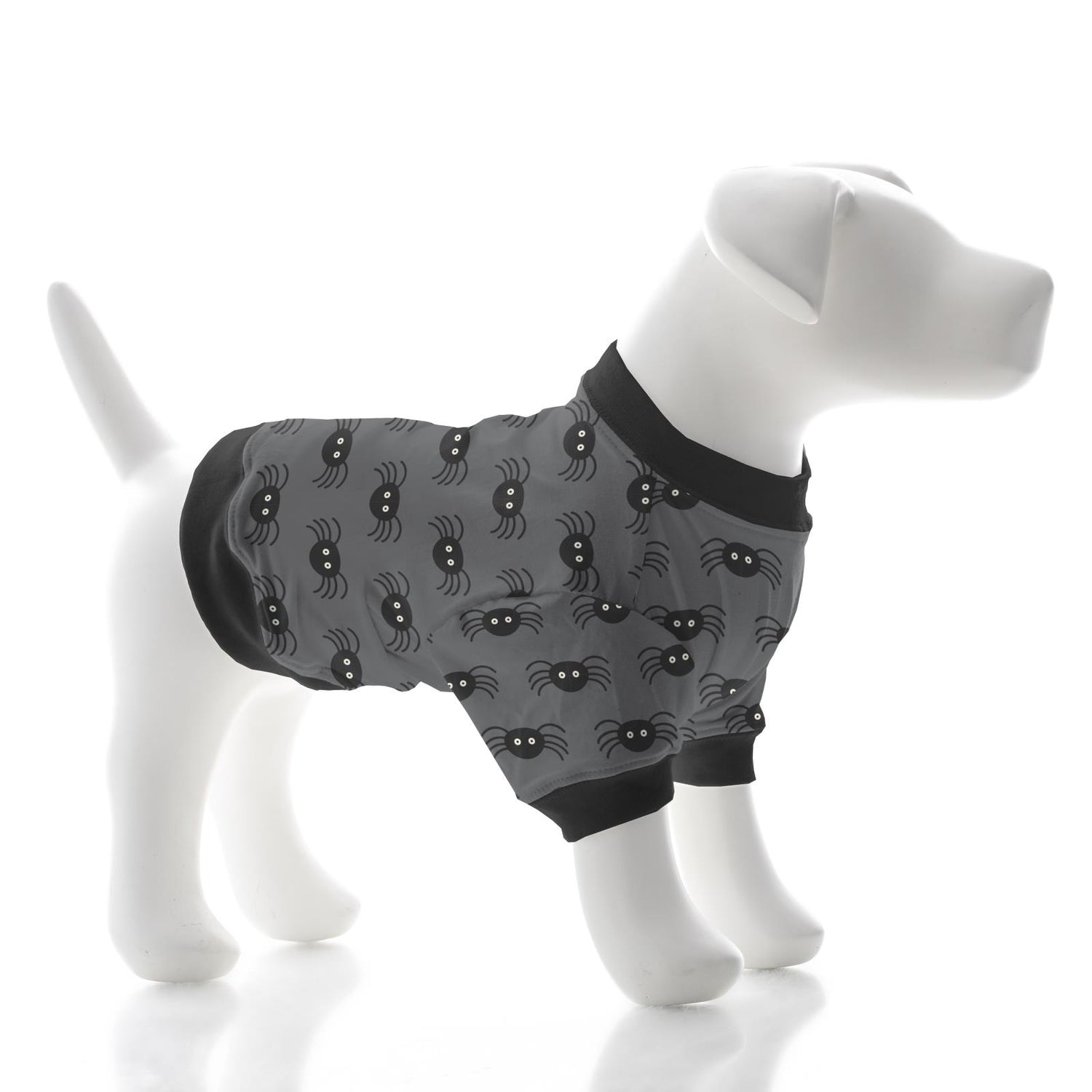 Print Dog Tee in Stone Spiders