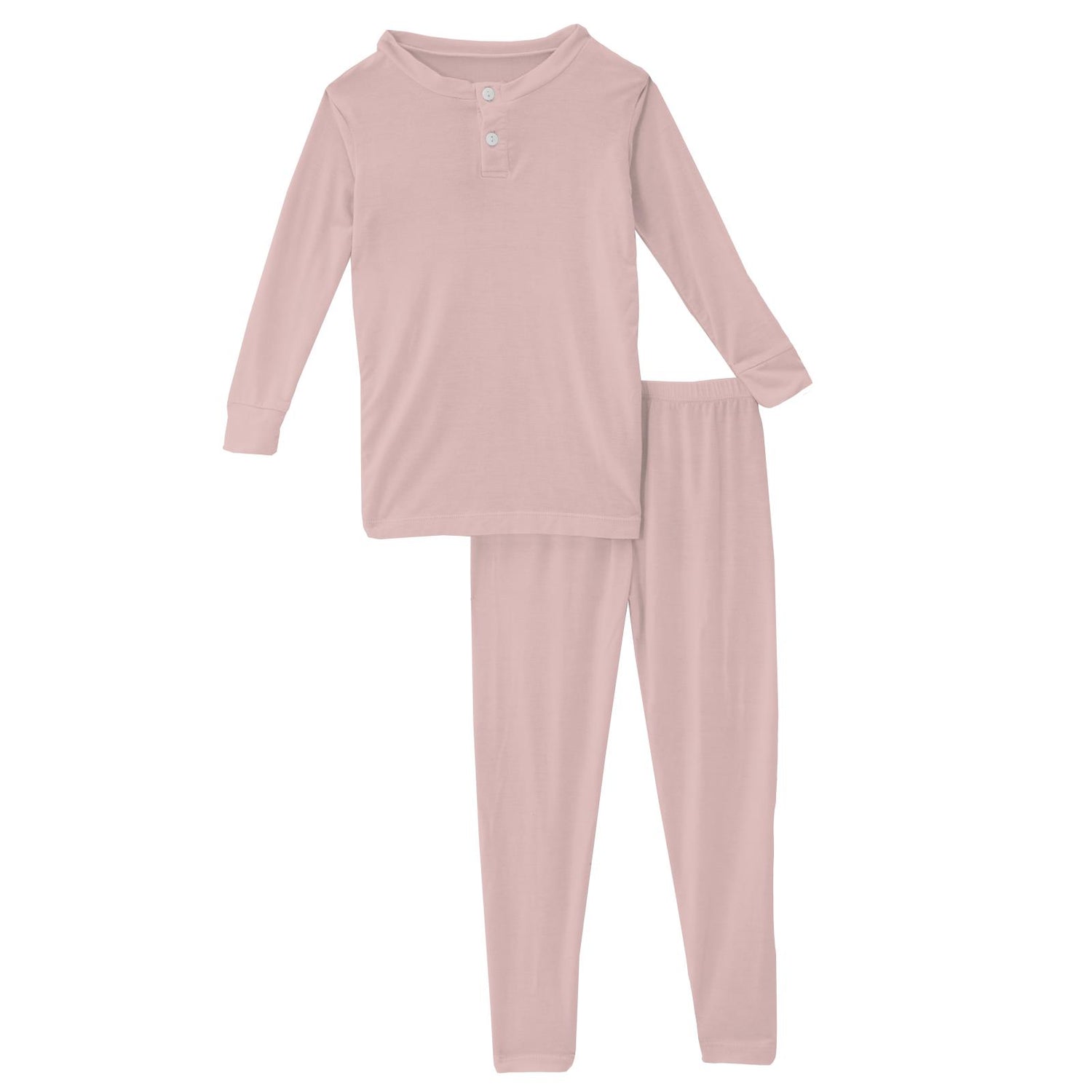 Long Sleeve Henley Pajama Set in Baby Rose