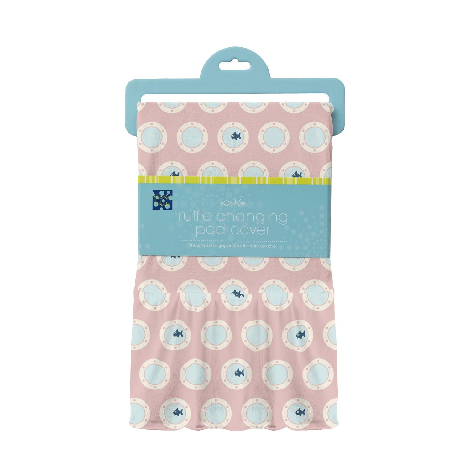 Print Ruffle Changing Pad Cover in Baby Rose Porthole