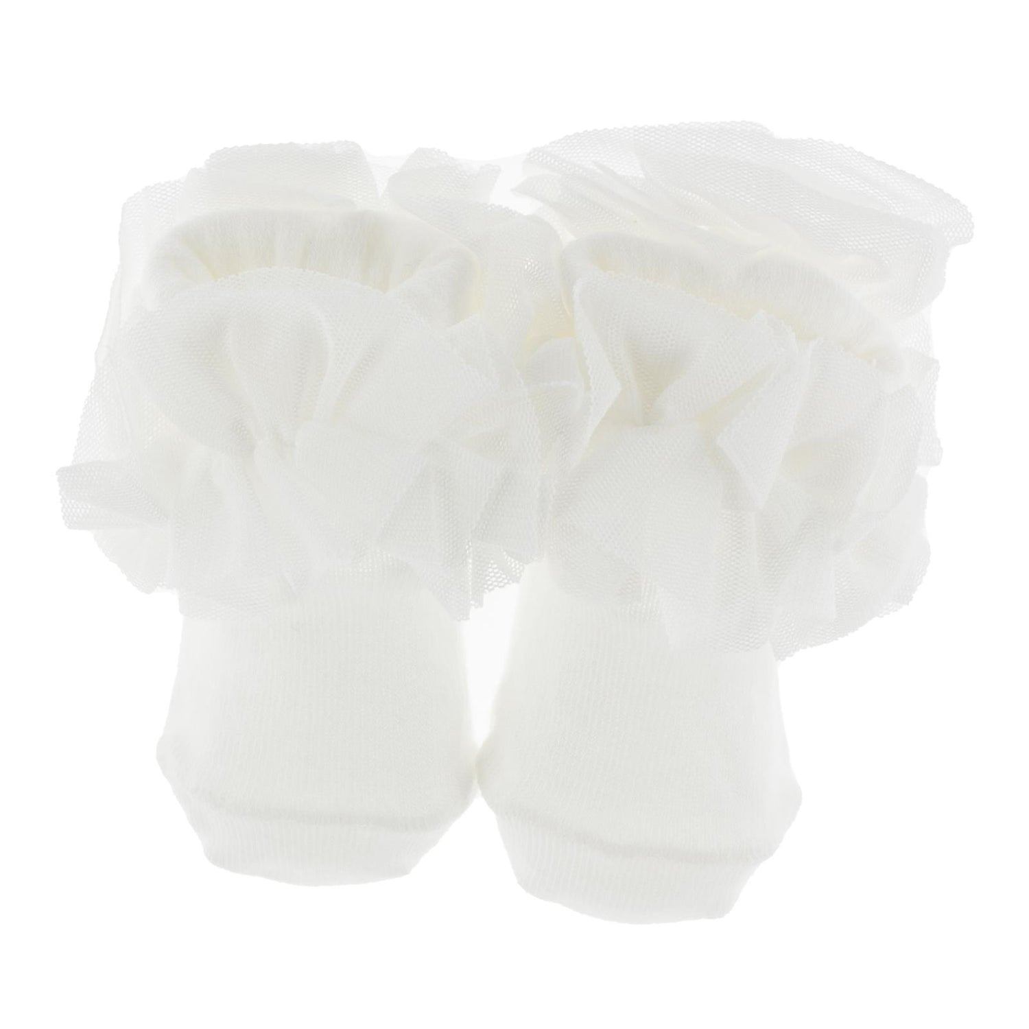 Baby Non-Slip Ruffle Socks in White