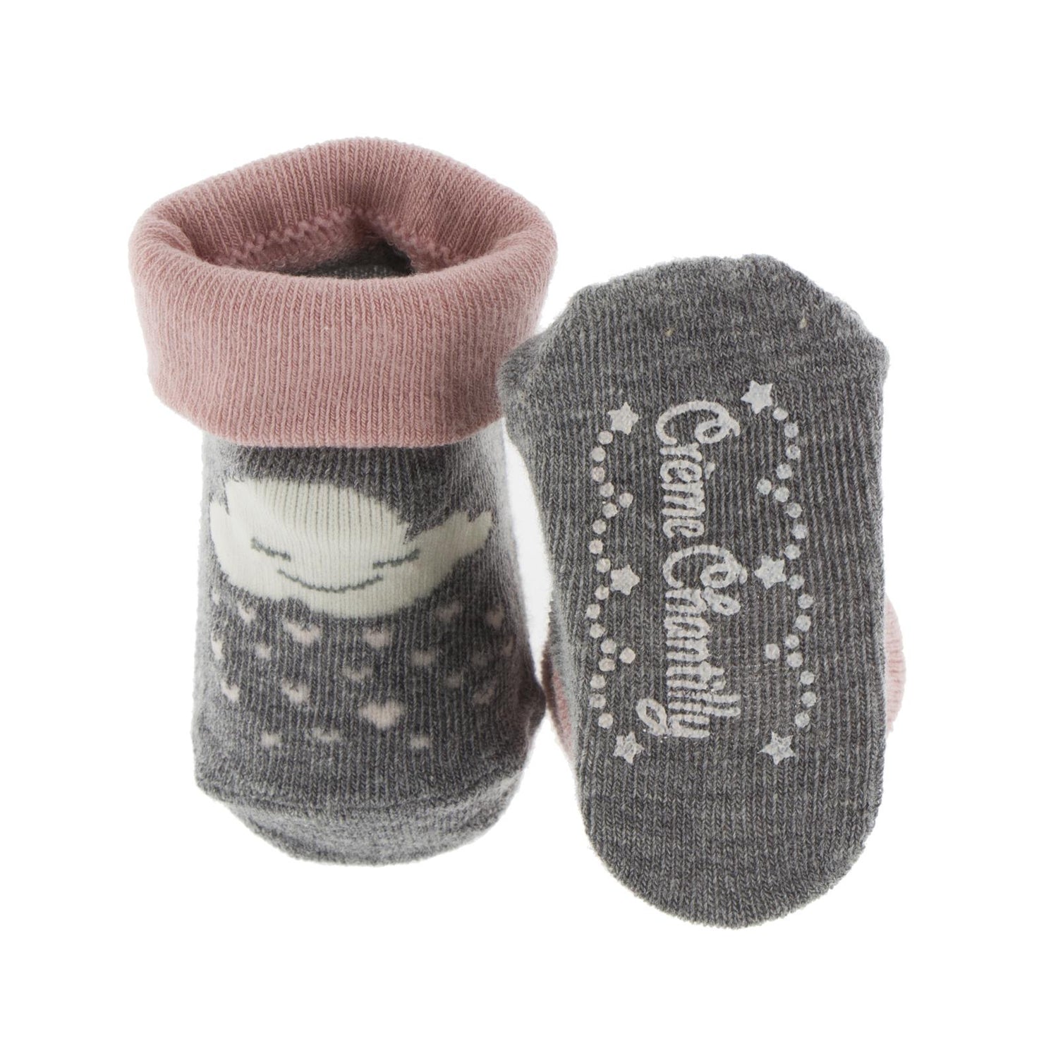 Print Baby Non-Slip Socks in Gray Cloud