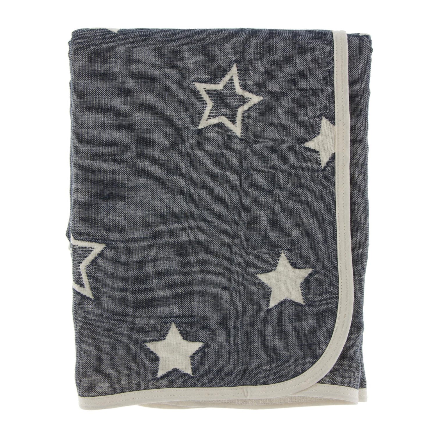Jacquard Muslin Baby Blanket in Navy Star