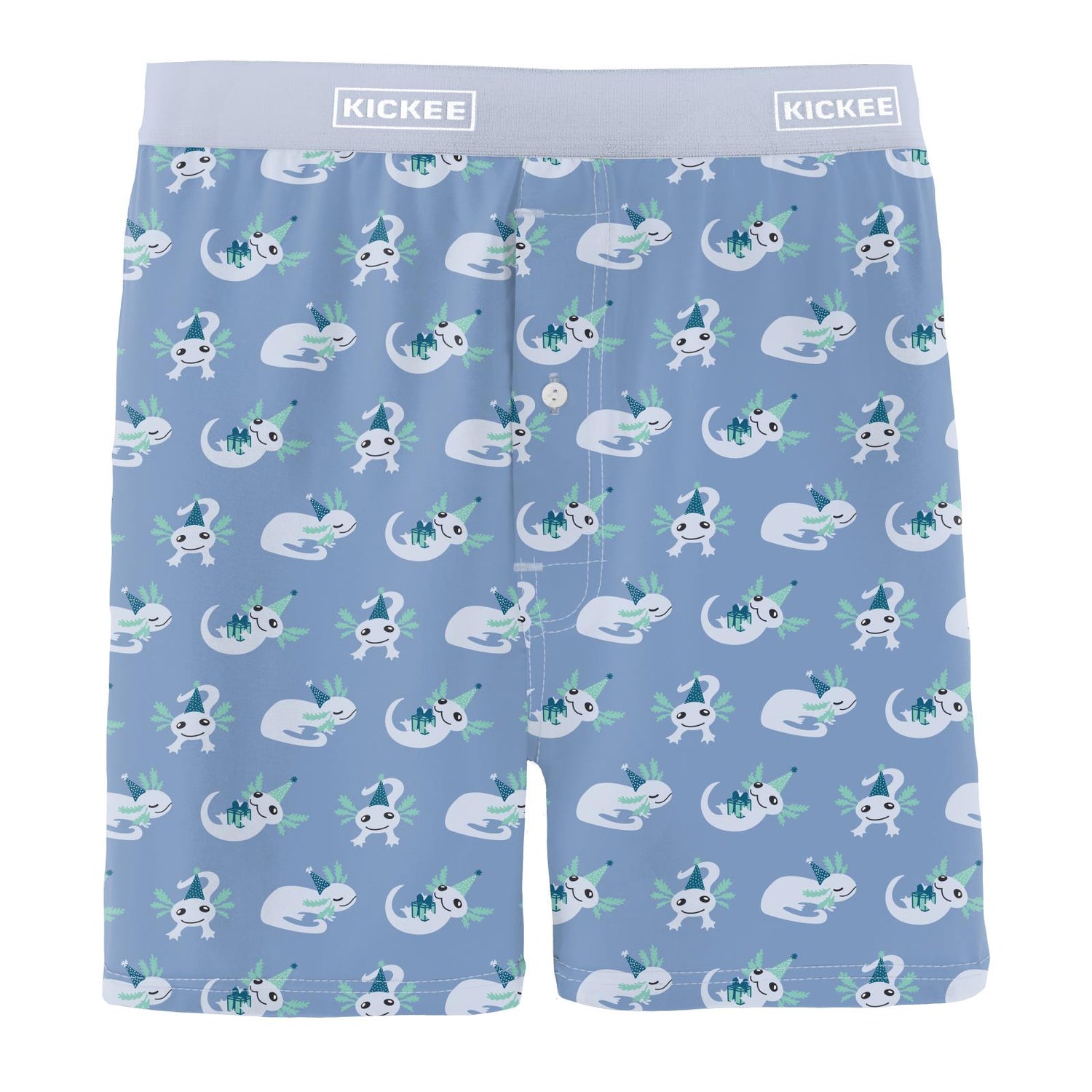 Men's Print Boxer Shorts in Dream Blue Axolotl Party