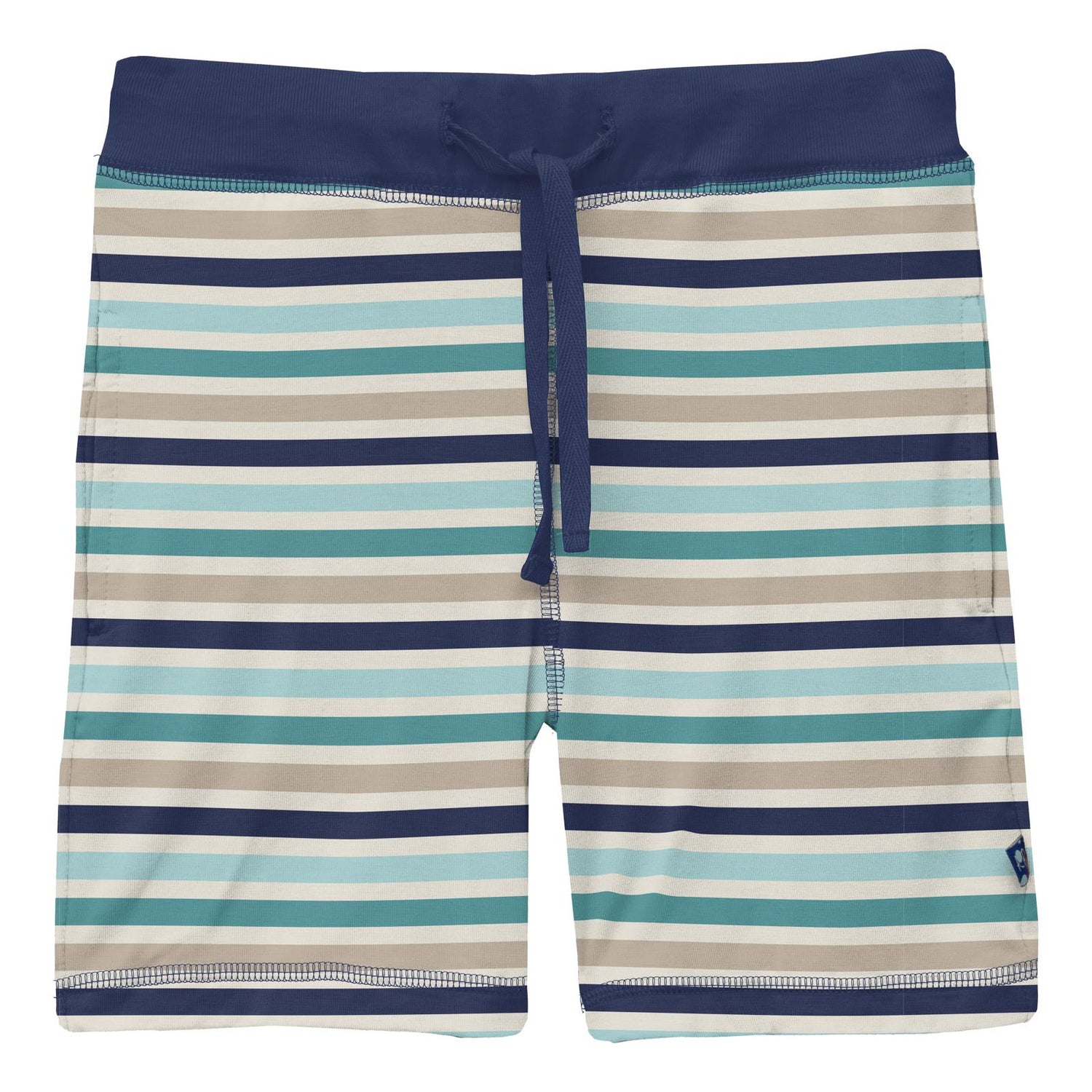 Print Lightweight Drawstring Shorts in Sand and Sea Stripe