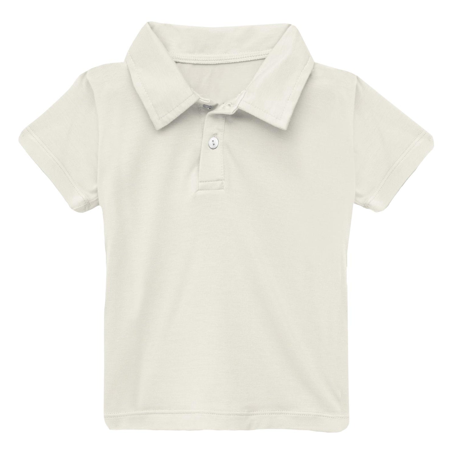 Short Sleeve Luxe Jersey Polo in Natural