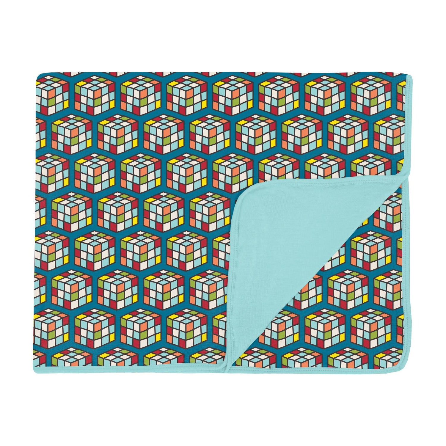 Print Toddler Blanket in Cerulean Blue Puzzle Cube