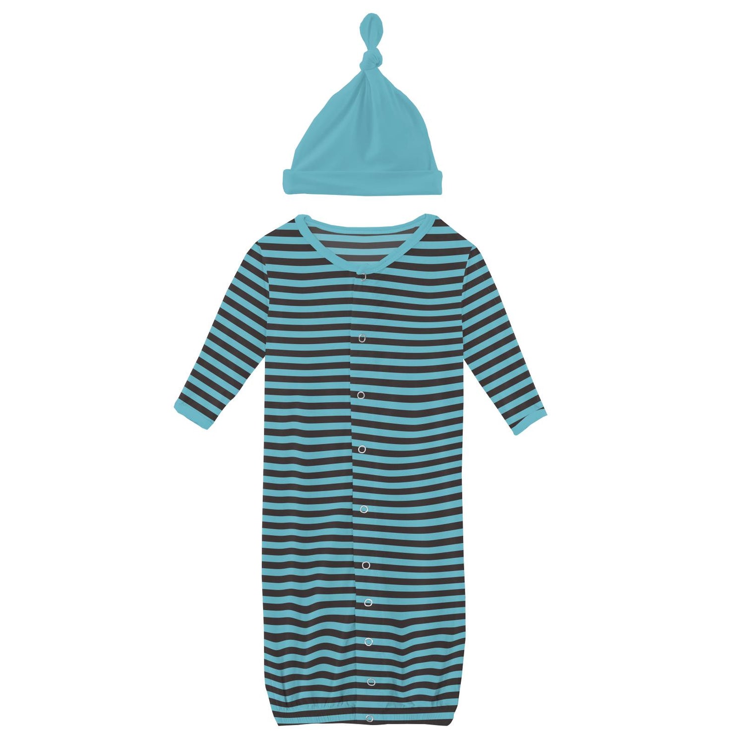 Print Layette Gown Converter & Single Knot Hat Set in Rad Stripe