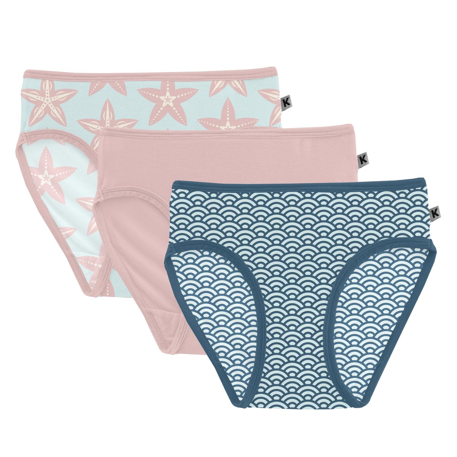 Print Underwear Set of 3 in Fresh Air Fancy Starfish, Baby Rose & Fresh Air Waves