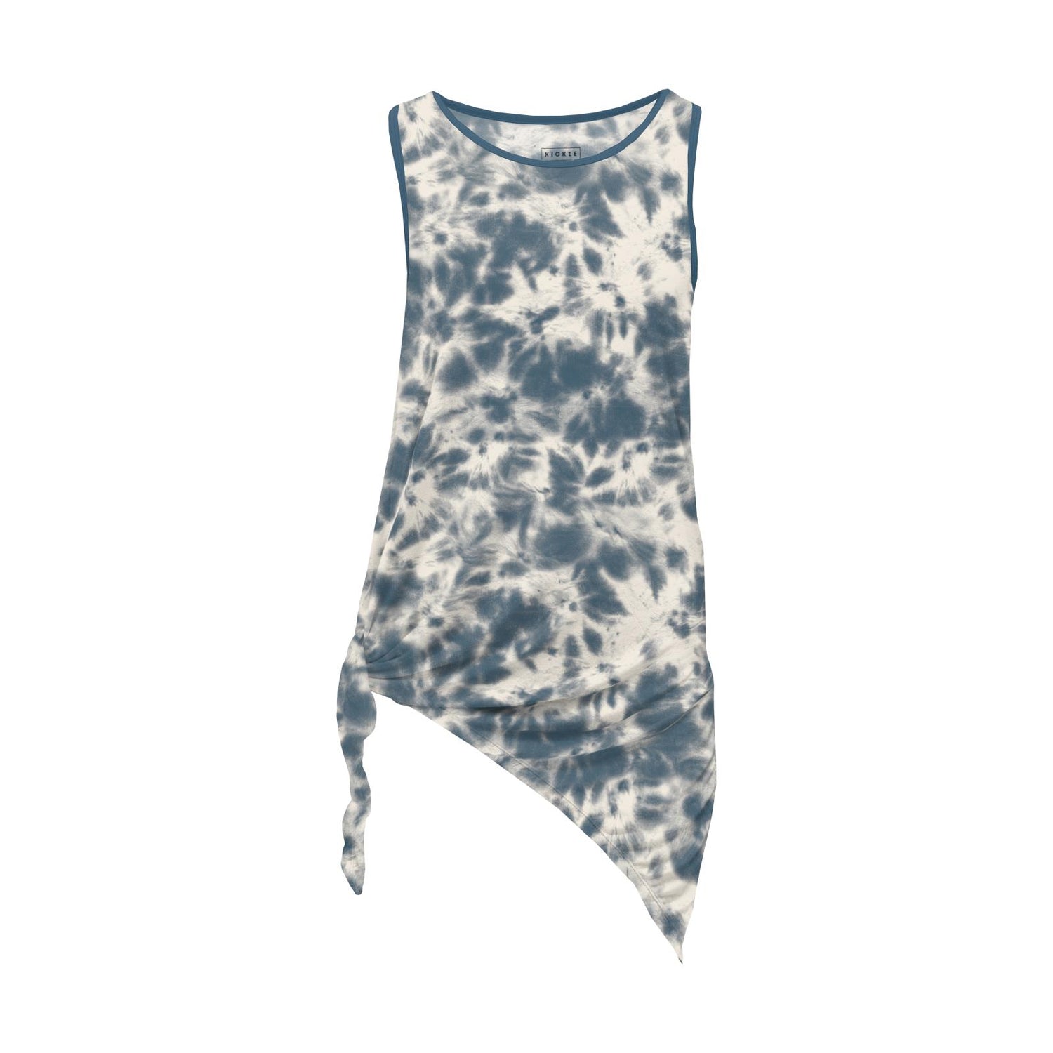 Women's Print Side-Slit Tunic in Deep Sea Tie Dye