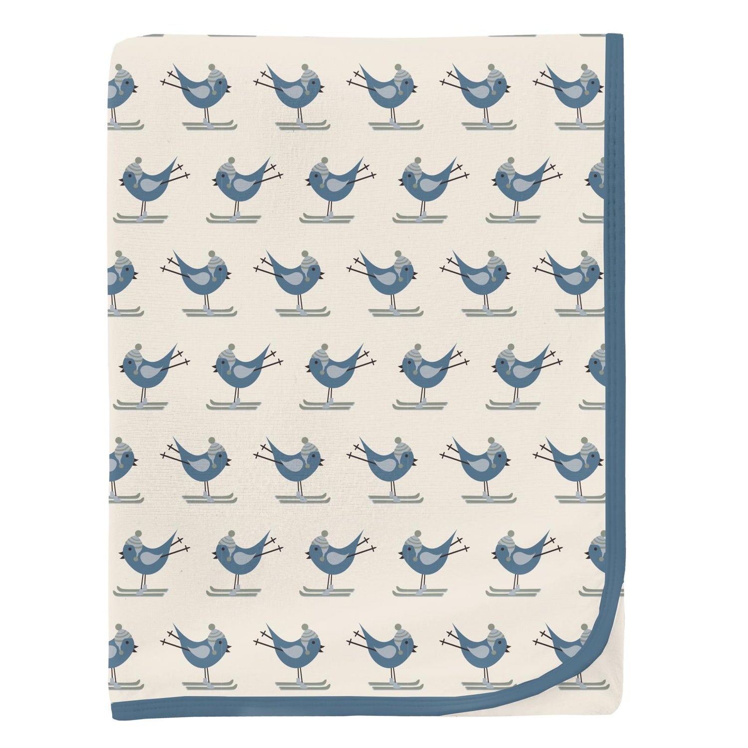 Print Swaddling Blanket in Natural Ski Birds