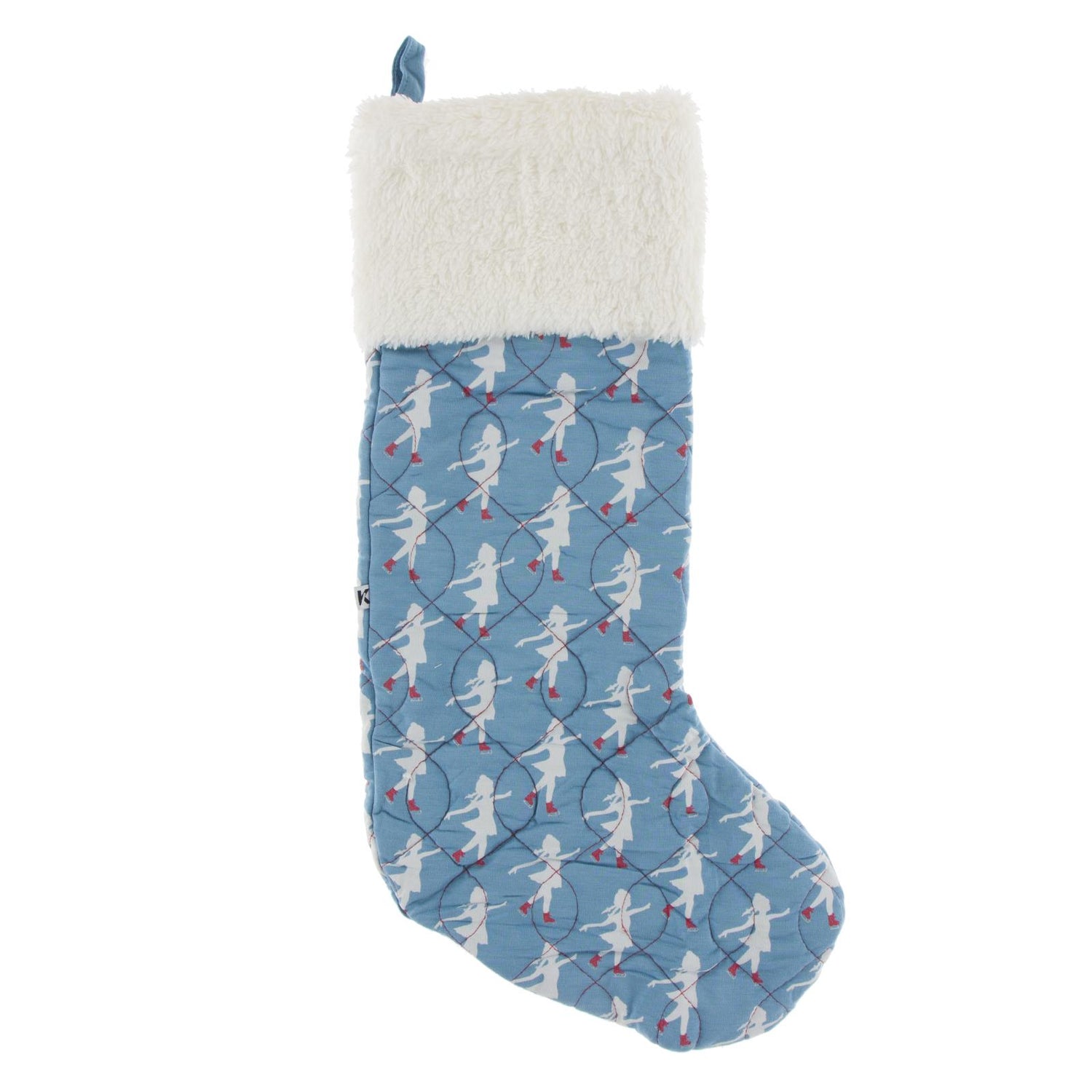 Print Quilted Stocking in Blue Moon Ice Skater/Crimson
