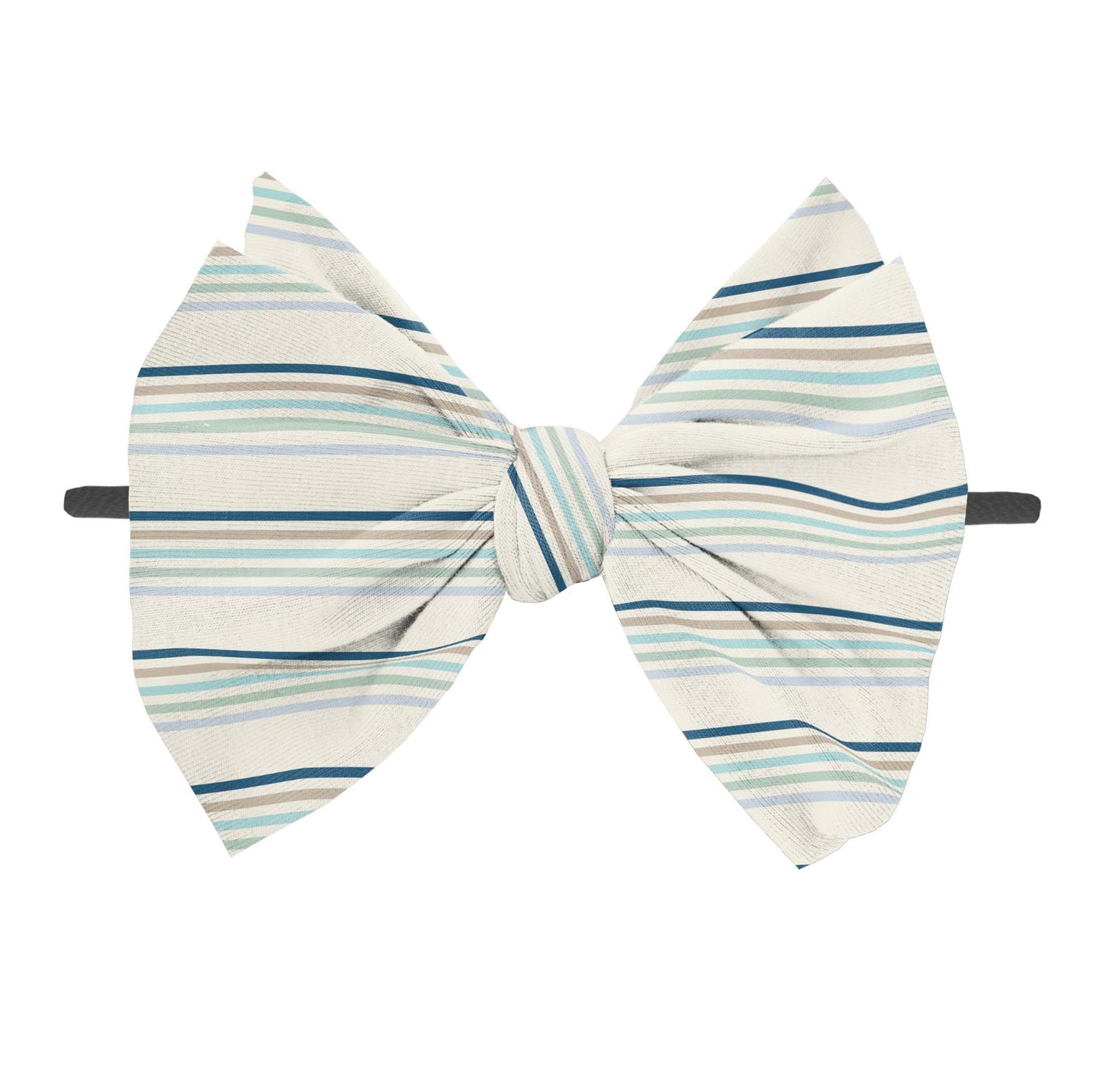 Print Luxe Big Bow with Black Headband in Culinary Arts Stripe