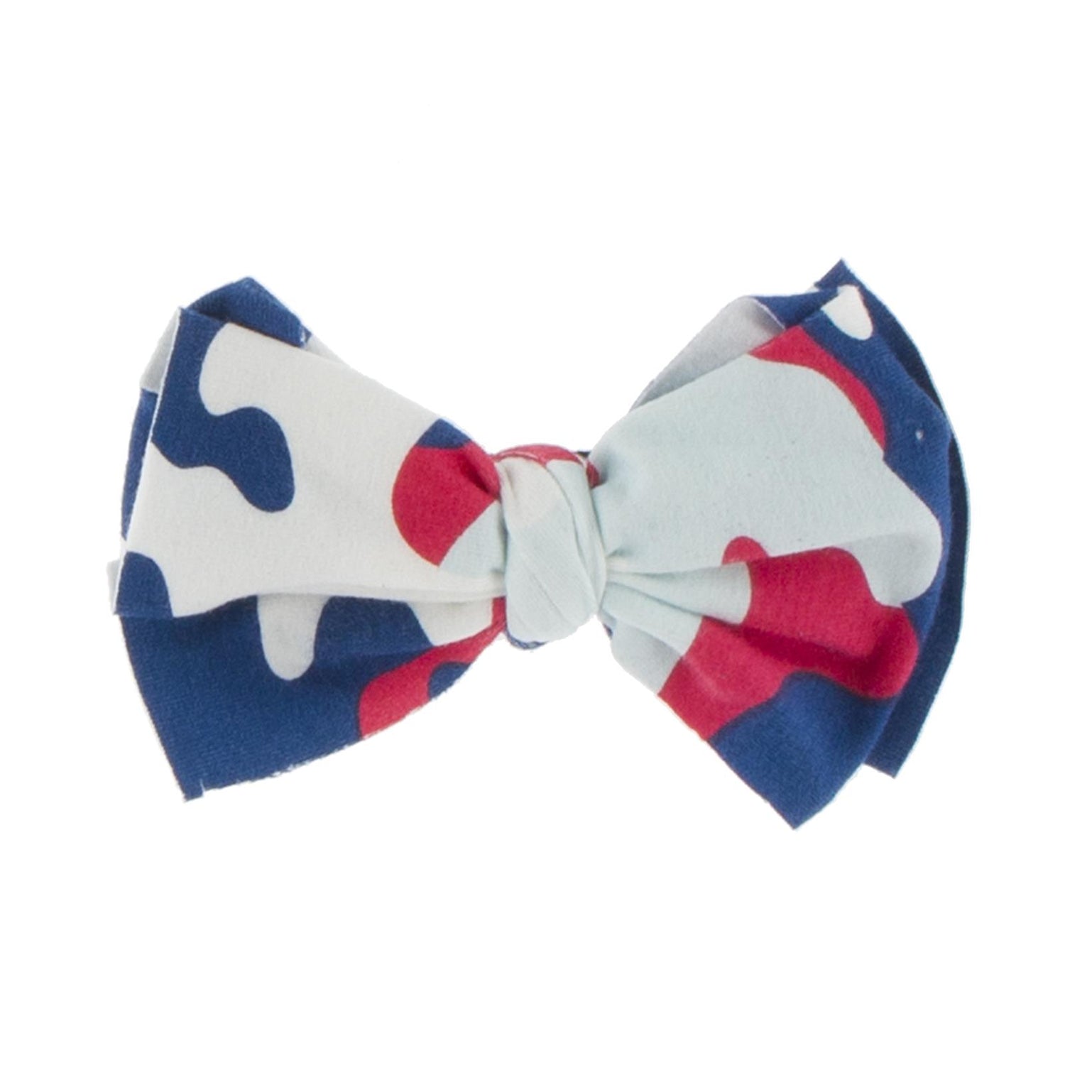 Print Luxe Big Bow with Nude Headband in Flag Red Military