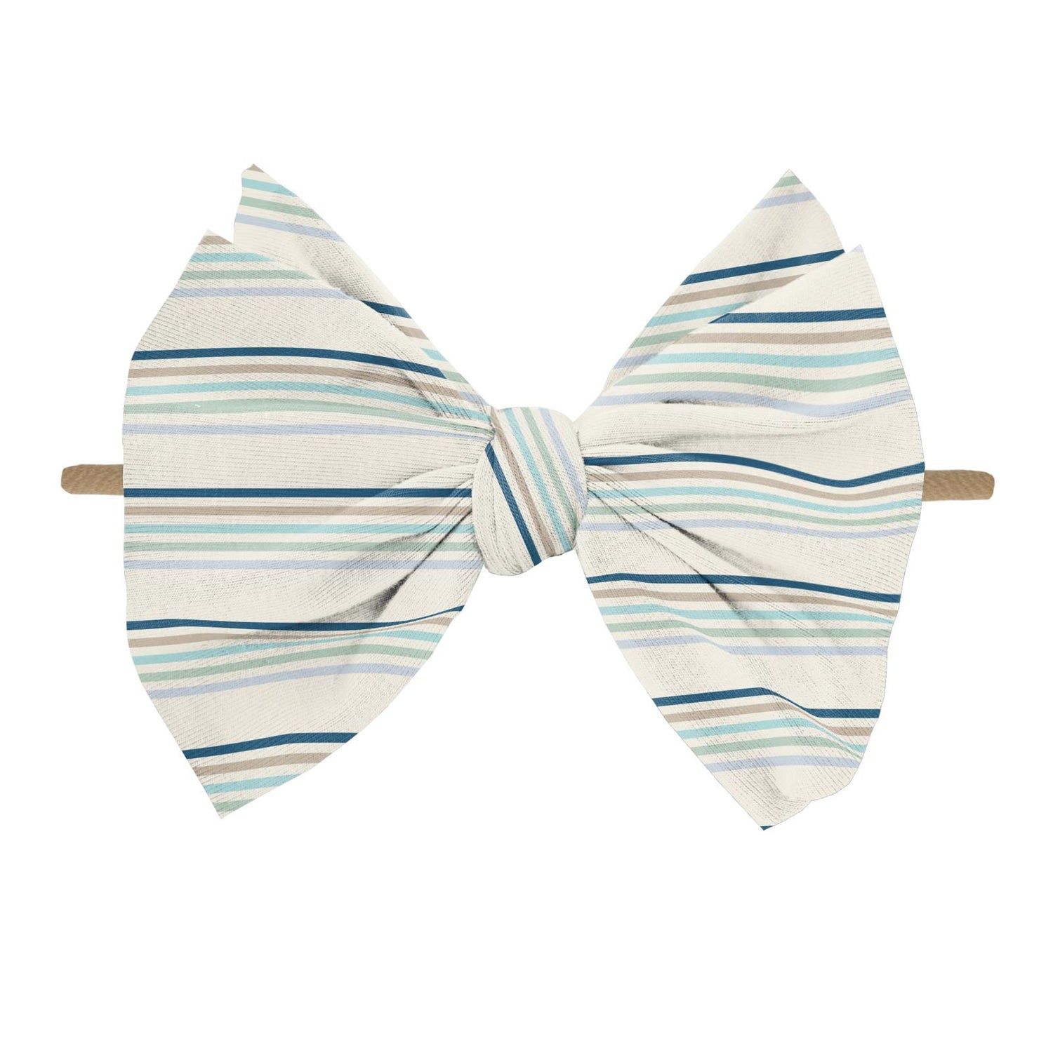 Print Luxe Big Bow with Nude Headband in Culinary Arts Stripe