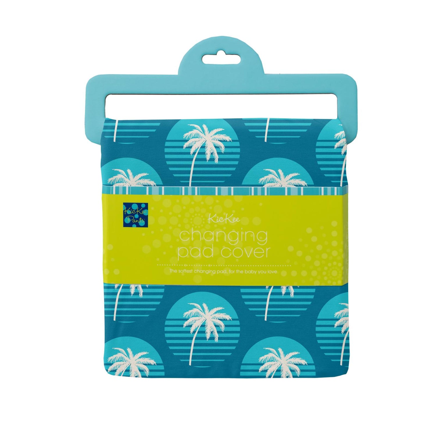 Print Changing Pad Cover in Cerulean Blue Palm Tree Sun